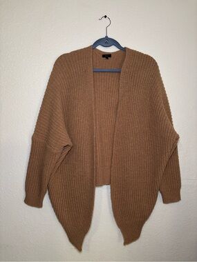 Debut Women’s Open-Front Knit Cardigan – Size S/M – Camel Brown